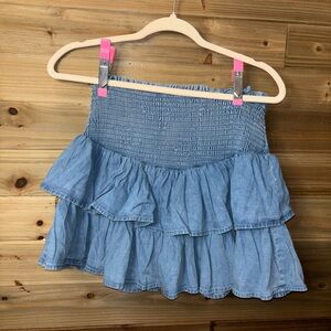 Denim skirt with shorts underneath